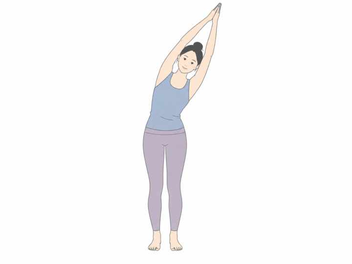 立位の三日月のポーズ（Standing Crescent Moon Pose）のYogaTown教材イラスト