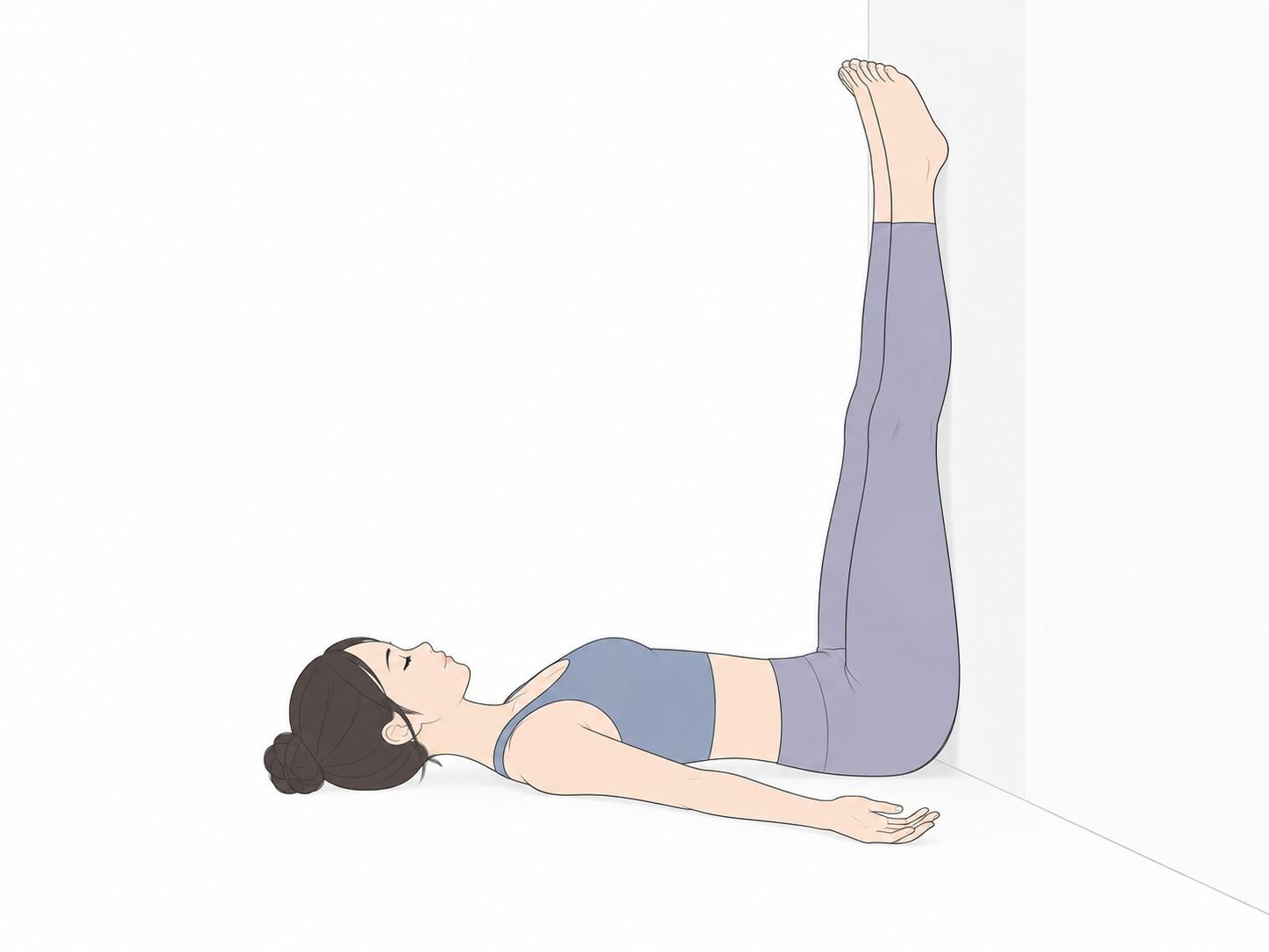 壁に脚を上げるポーズ(Legs-Up-the-Wall Pose)のYogaTown教材イラスト