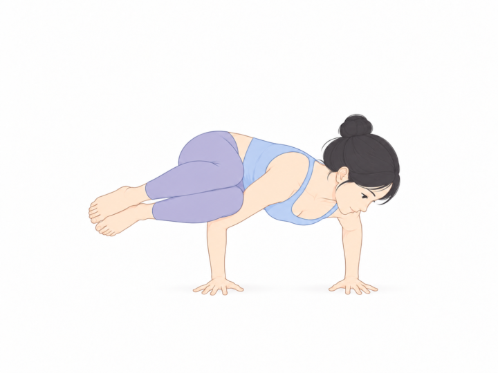 横のカラスのポーズ（Side Crow Pose）のYogaTown教材イラスト
