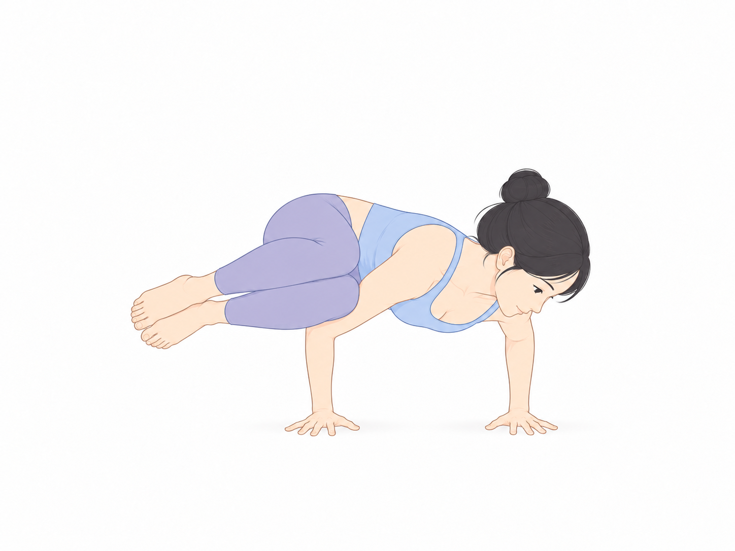 横のカラスのポーズ(Side Crow Pose)のYogaTown教材イラスト