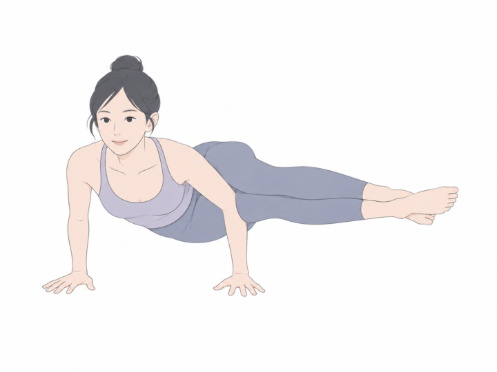 八曲がりのポーズ（Eight-Angle Pose）のYogaTown教材イラスト