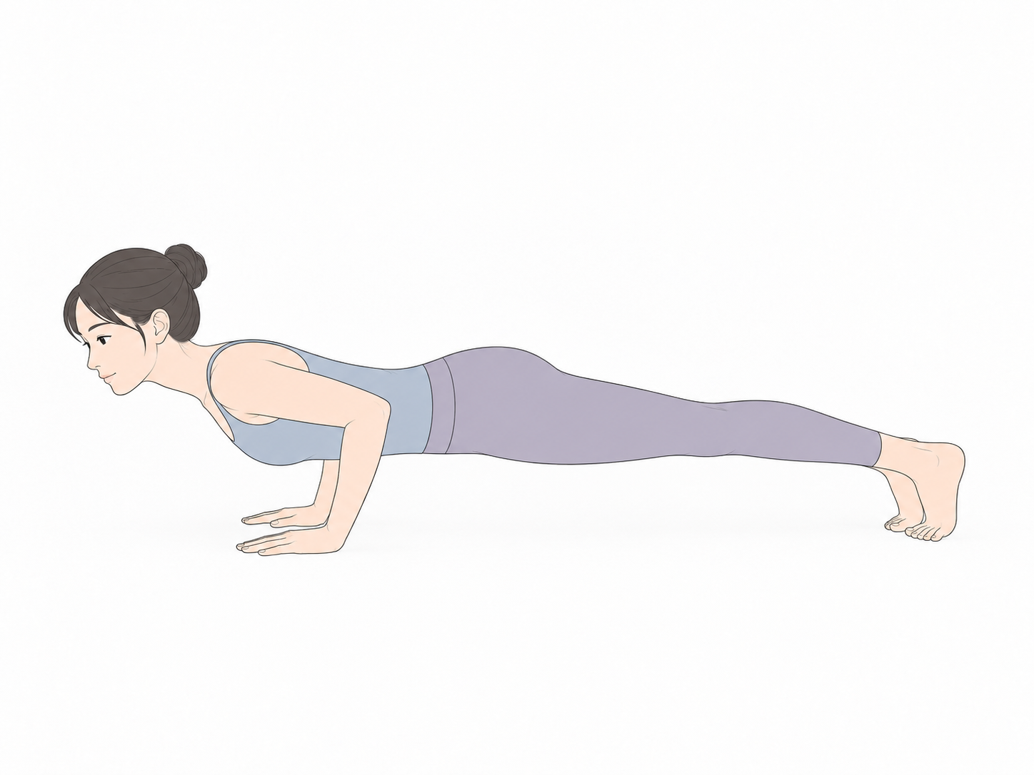 四肢で支える杖のポーズ(Four-Limbed Staff Pose)のYogaTown教材イラスト