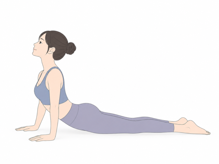 上向きの犬のポーズ（Upward-Facing Dog）のYogaTown教材イラスト