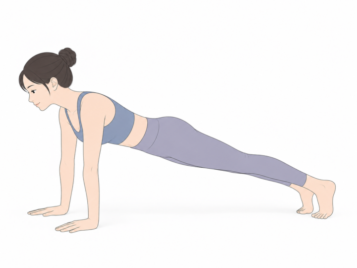 板のポーズ（Plank Pose）のYogaTown教材イラスト