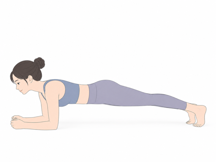 イルカの板のポーズ（Dolphin Plank Pose）のYogaTown教材イラスト