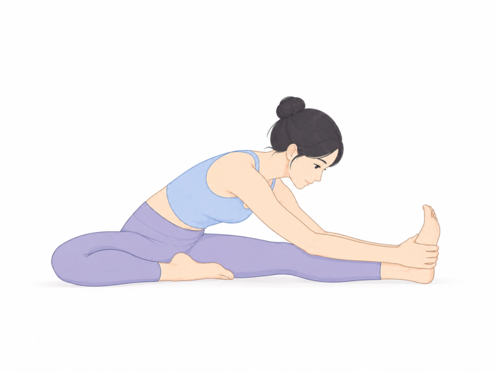 片脚を曲げた座位前屈（One-Legged Seated Forward Bend）のYogaTown教材イラスト