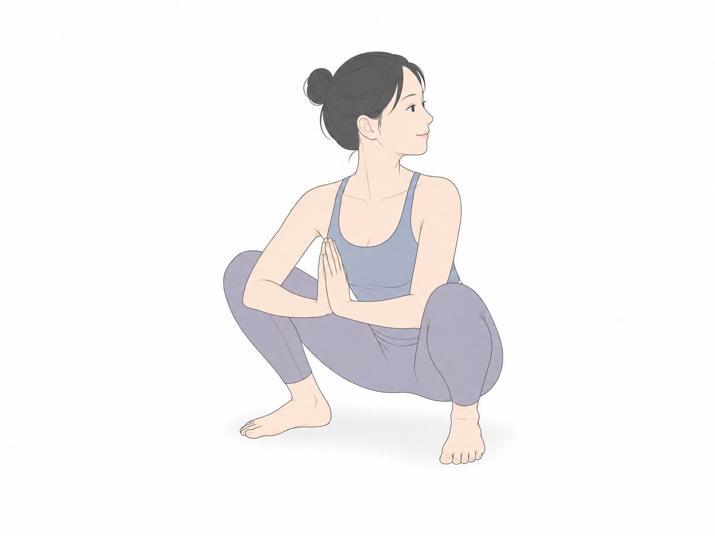 ねじった花輪のポーズ（Revolved Garland Pose）のYogaTown教材イラスト