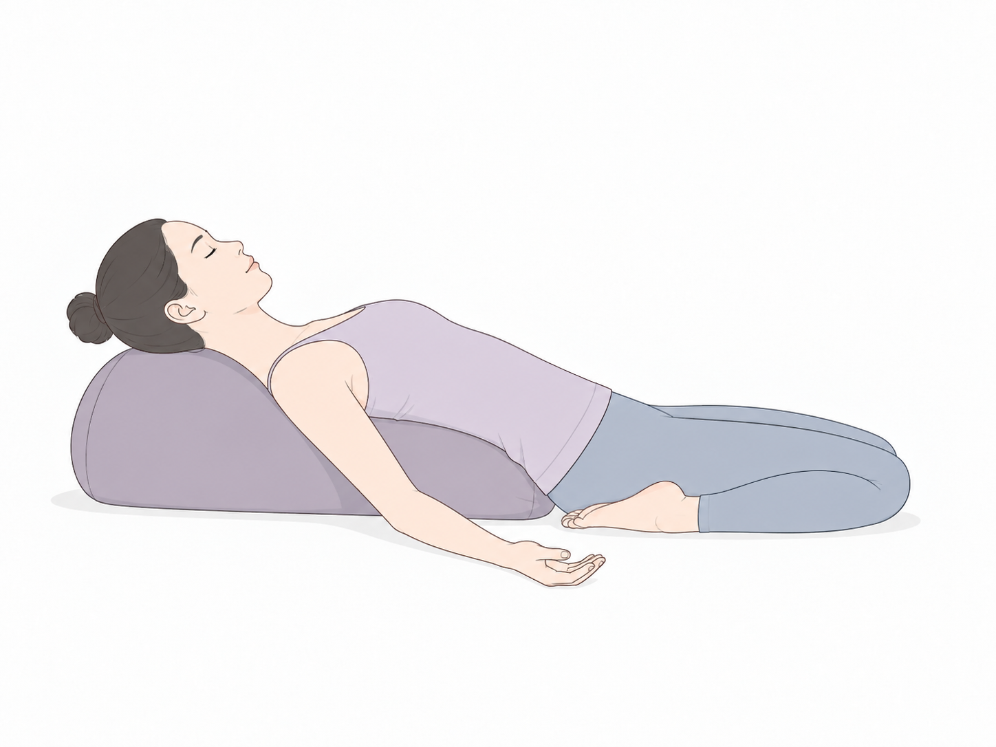 仰向けの英雄座(Reclining Hero Pose)のYogaTown教材イラスト
