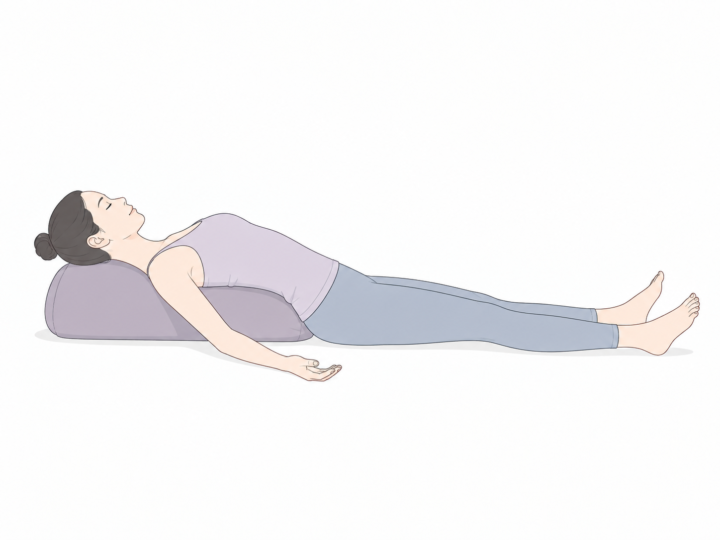 サポートされた魚のポーズ（Supported Fish Pose）のYogaTown教材イラスト