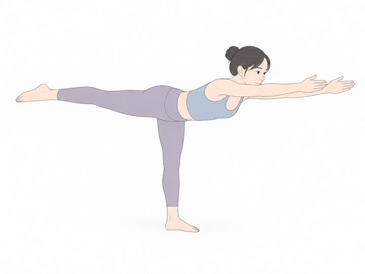 戦士のポーズIII（Warrior III Pose）のYogaTown教材イラスト