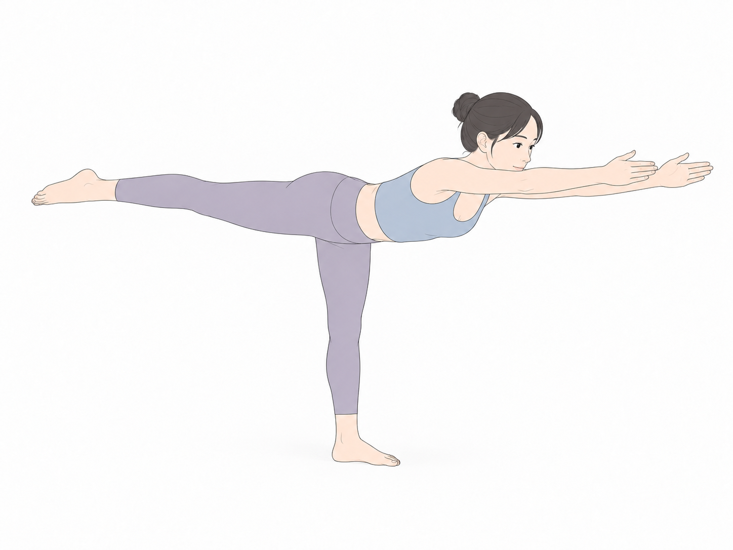 戦士のポーズIII(Warrior III Pose)のYogaTown教材イラスト