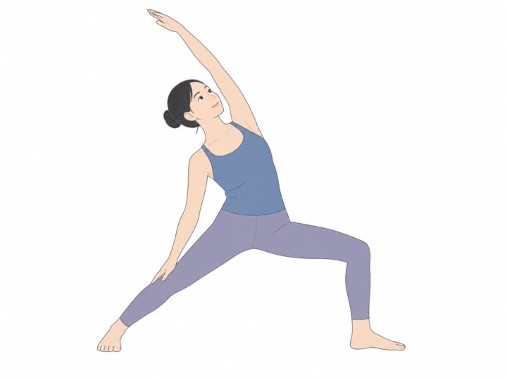 リバースウォーリア（Reverse Warrior Pose）のYogaTown教材イラスト