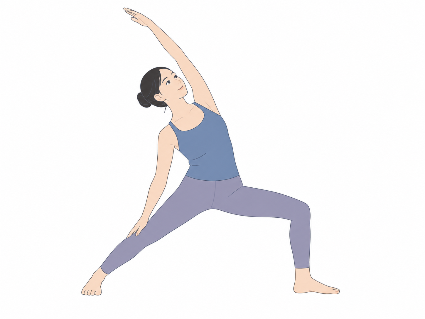 リバースウォーリア（Reverse Warrior Pose）のYogaTown教材イラスト
