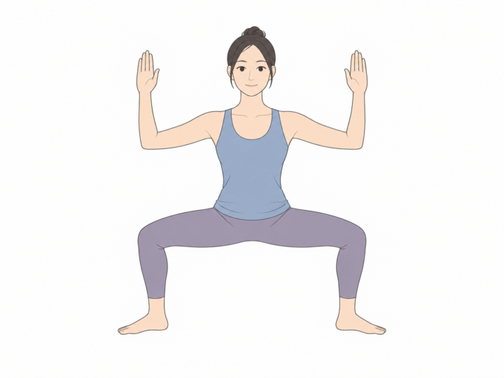 女神のポーズ（Goddess Pose）のYogaTown教材イラスト