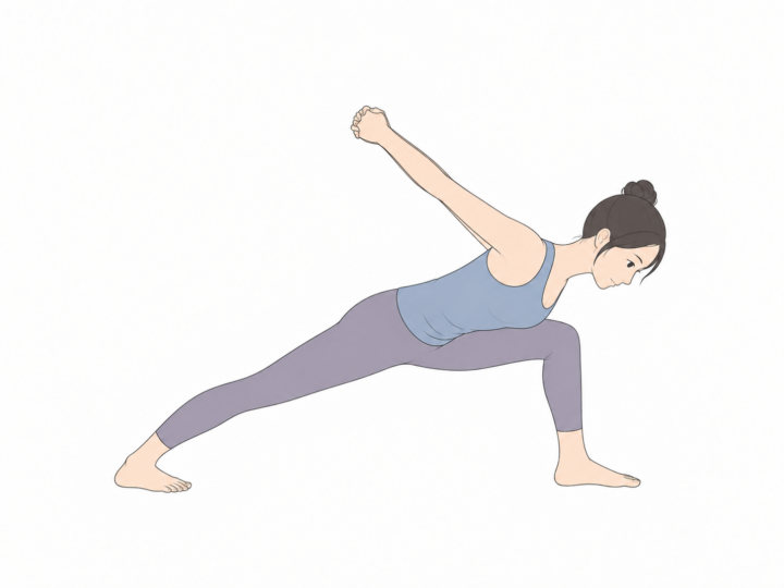 謙虚な戦士のポーズ（Humble Warrior Pose）のYogaTown教材イラスト