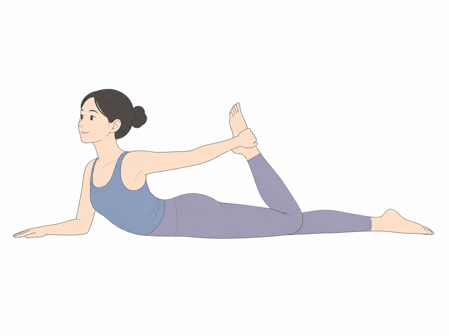 半分のカエルのポーズ(Half Frog Pose)のYogaTown教材イラスト