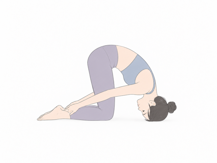 ウサギのポーズ（Rabbit Pose）のYogaTown教材イラスト