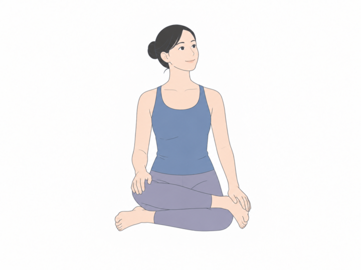薪のポーズ（Fire Log Pose）のYogaTown教材イラスト