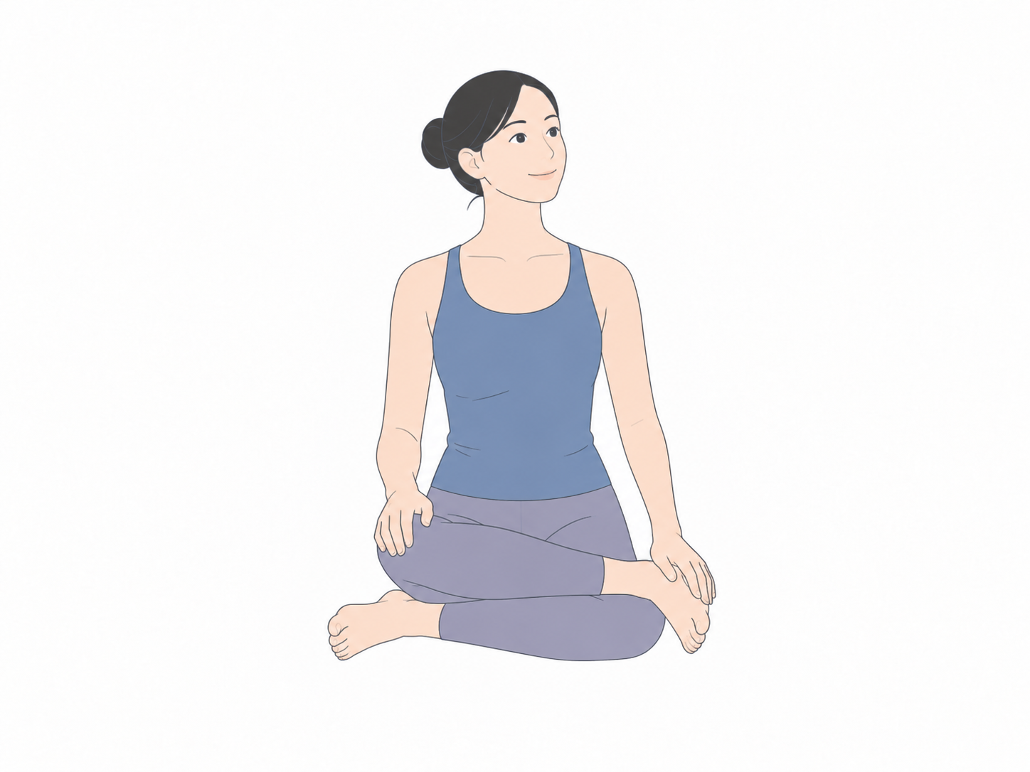 薪のポーズ(Fire Log Pose)のYogaTown教材イラスト