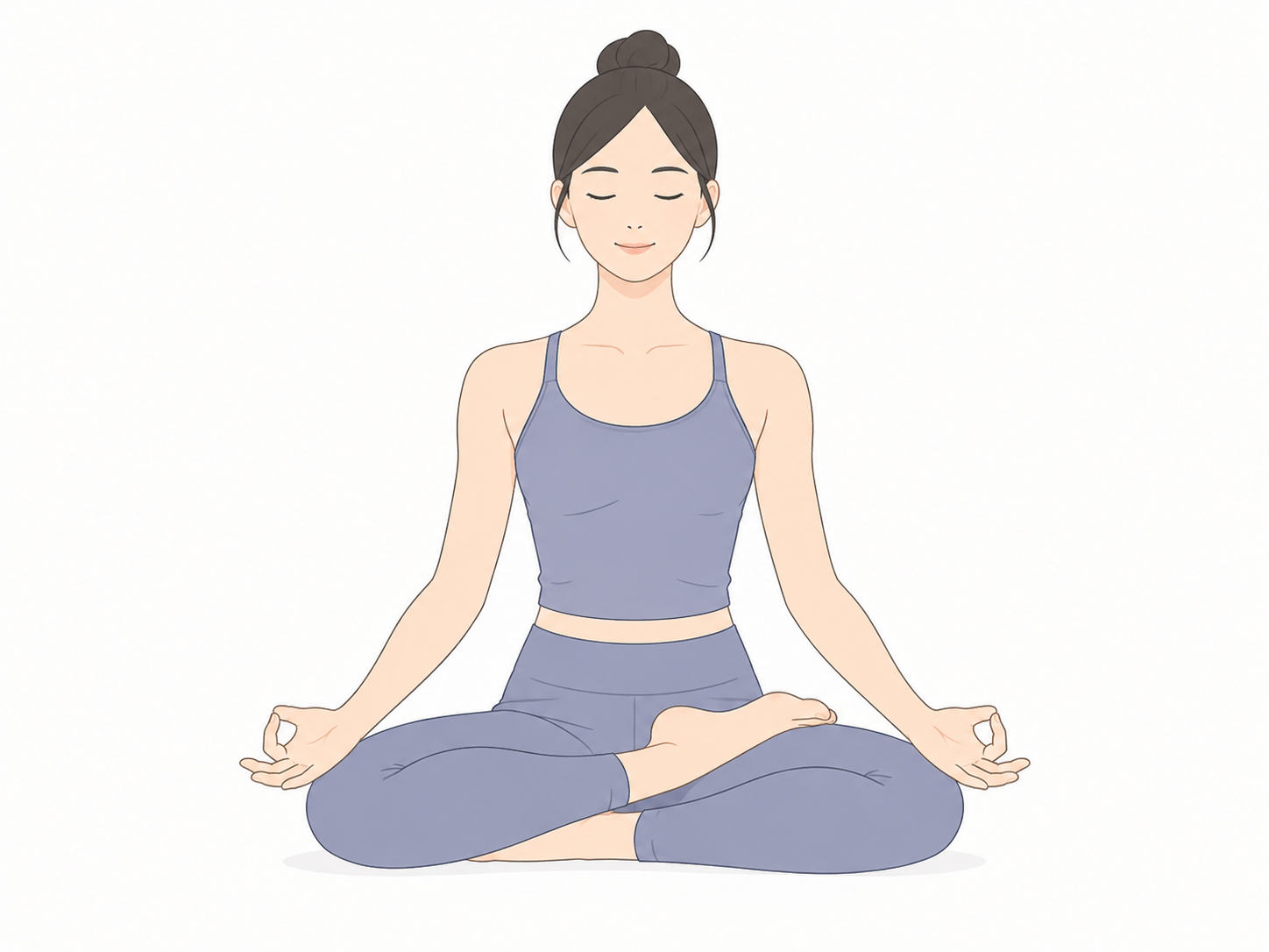 半蓮華座(Half Lotus Pose)のYogaTown教材イラスト