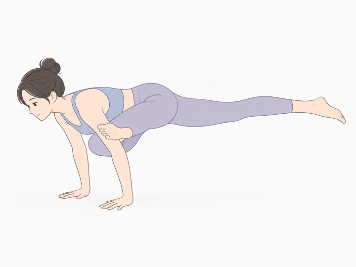 フライングピジョン（Flying Pigeon Pose）のYogaTown教材イラスト