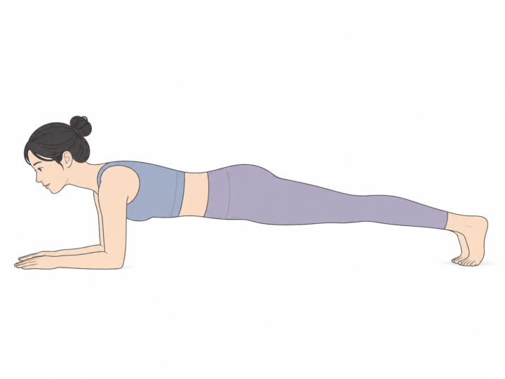 前腕プランク（Forearm Plank Pose）のYogaTown教材イラスト