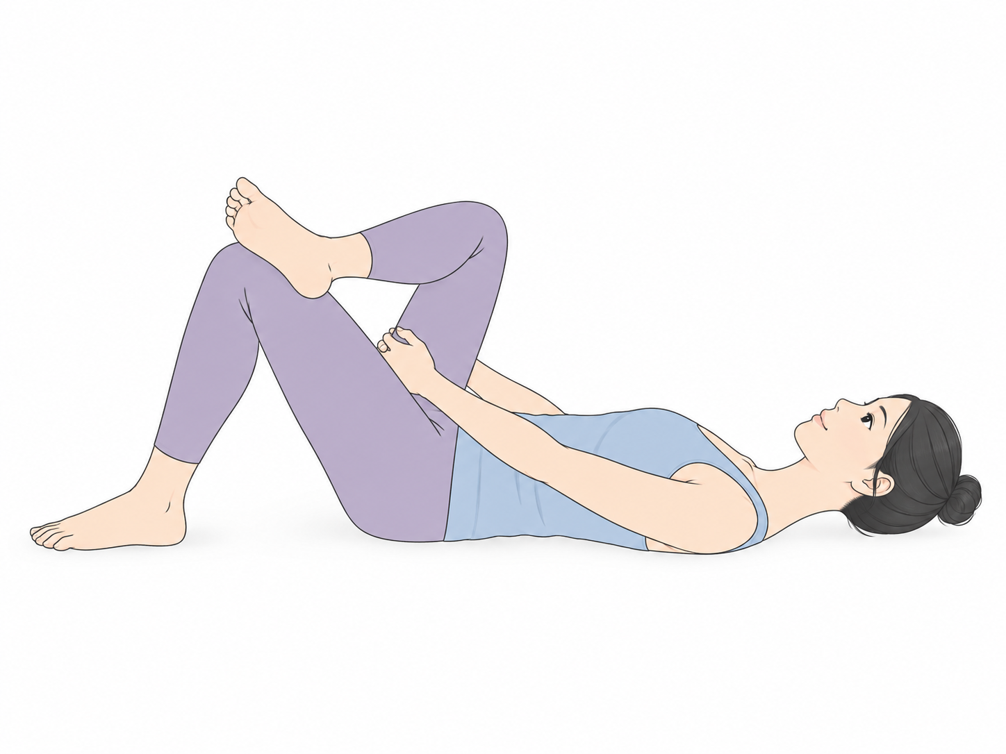 仰向けの4の字ストレッチ(Reclined Figure Four Pose)のYogaTown教材イラスト